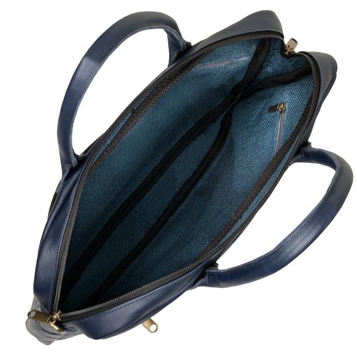 Prestige: Cartable Ordinateur - Cuir Bleu