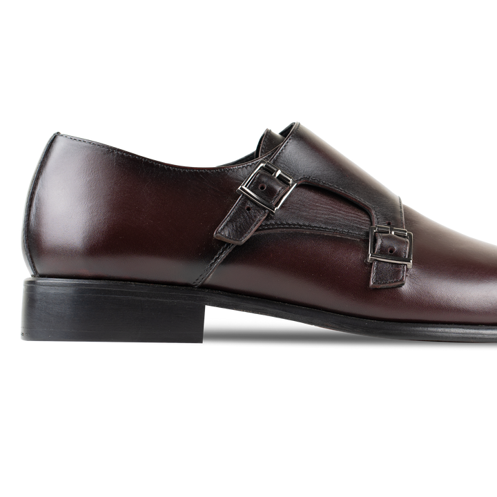 Budd: Chaussures à boucles - Cuir Bordeaux