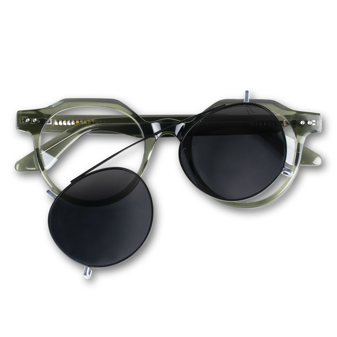 Ginkgo: Lunettes à clips de luxe Gris transparent