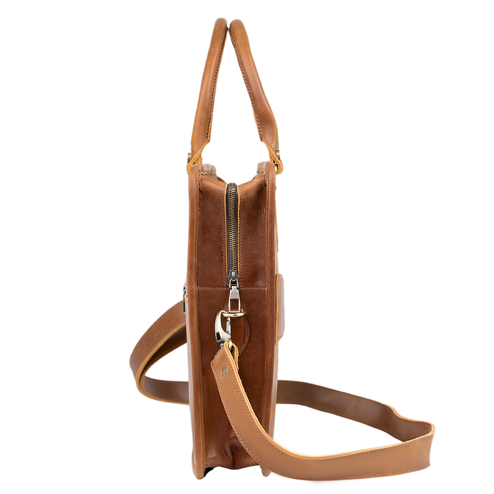 Fezedge: Cartable Ordinateur - Cuir Cognac