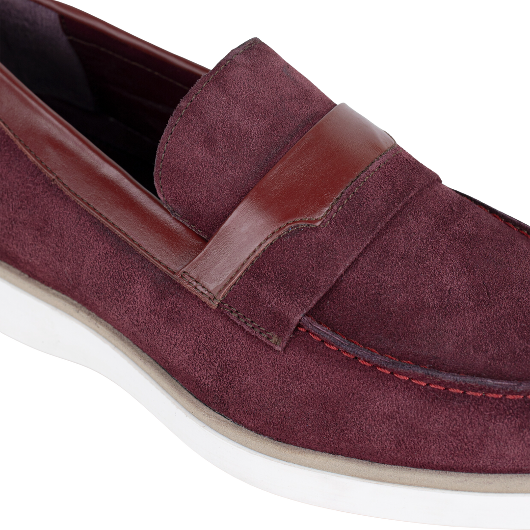 Phelps: Mocassin Homme - Daim Bordeaux