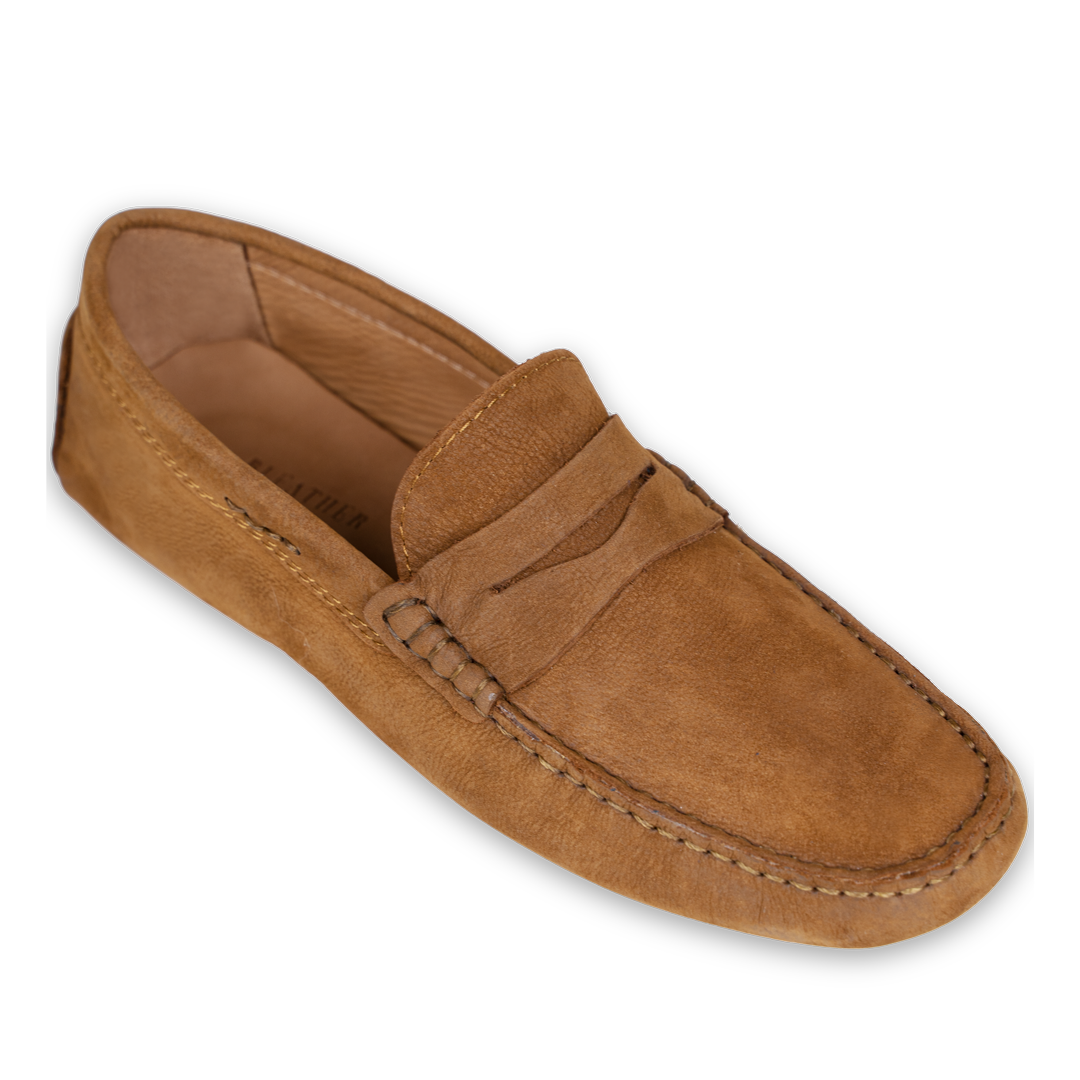 Gary: Mocassin Homme - Daim Cognac