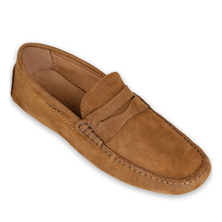 Gary: Mocassin Homme - Daim Cognac