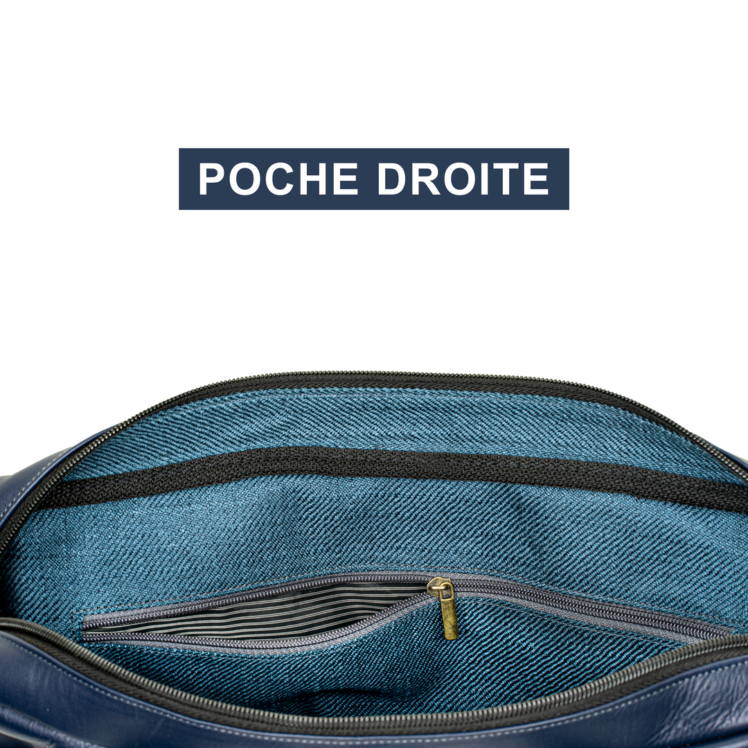 Prestige: Cartable Ordinateur - Cuir Bleu