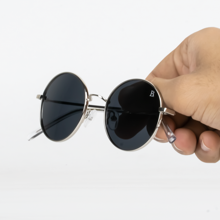 Globe S': Lunettes de soleil de luxe Noir Silver