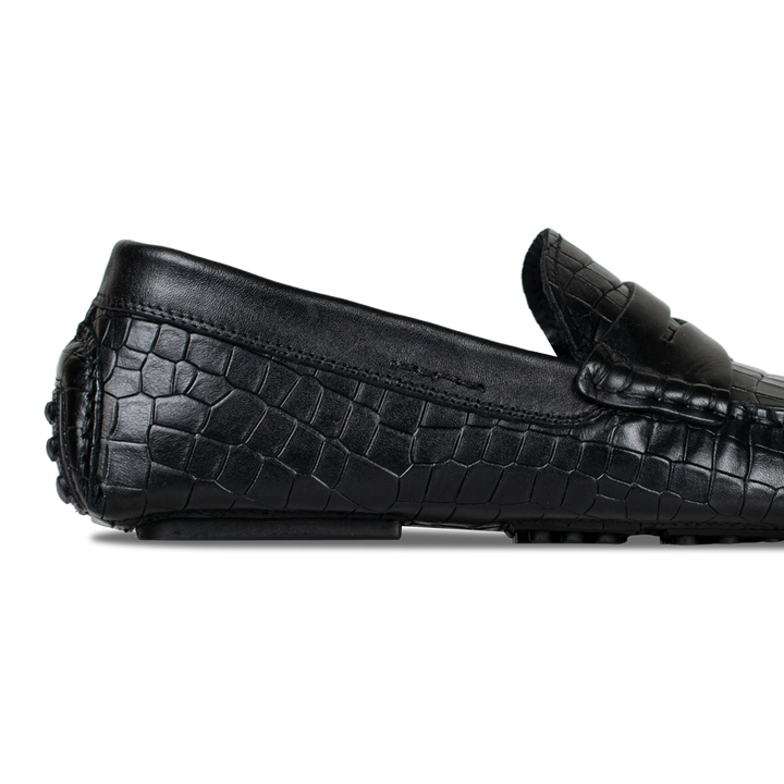 Gary: Mocassin Homme - Cuir Noir Croco