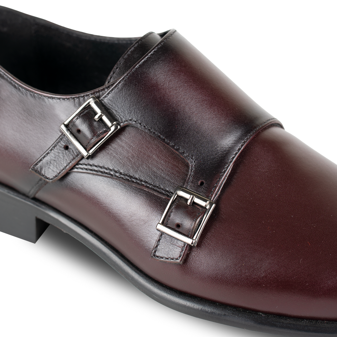 Budd: Chaussures à boucles - Cuir Bordeaux