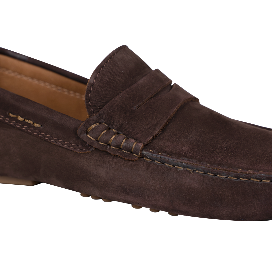 Gary: Mocassin Homme - Daim Marron