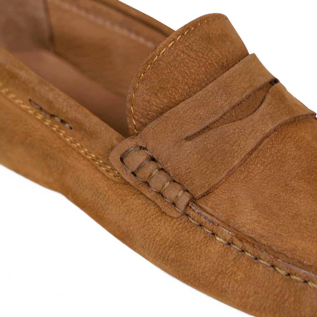 Gary: Mocassin Homme - Daim Cognac