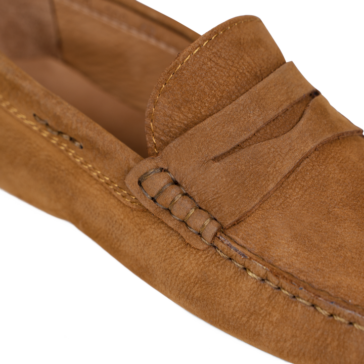 Gary: Mocassin Homme - Daim Cognac