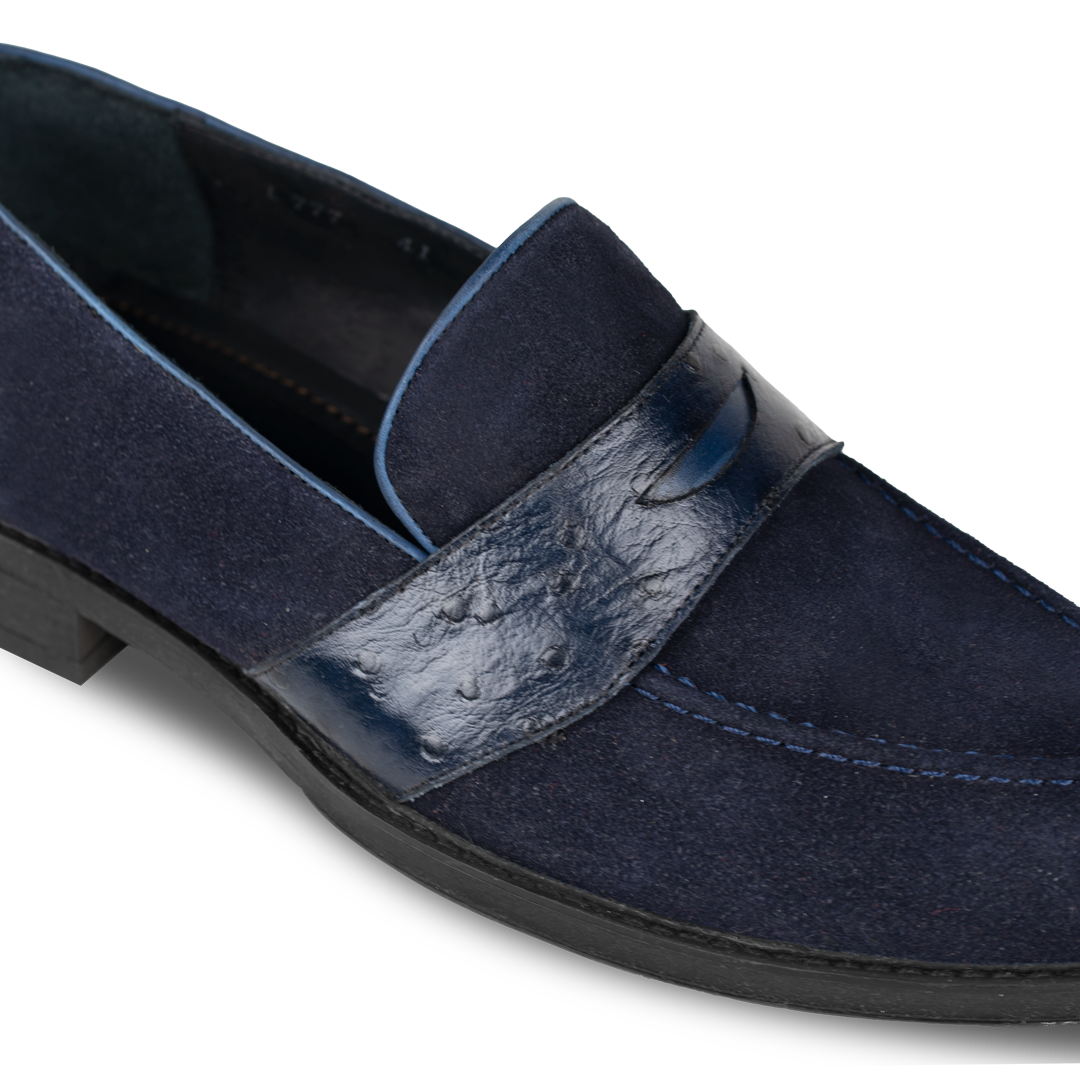 Anderton: Mocassin Homme - Cuir Bleu