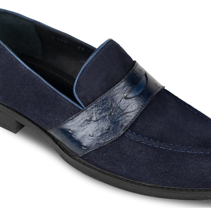 Anderton: Mocassin Homme - Cuir Bleu