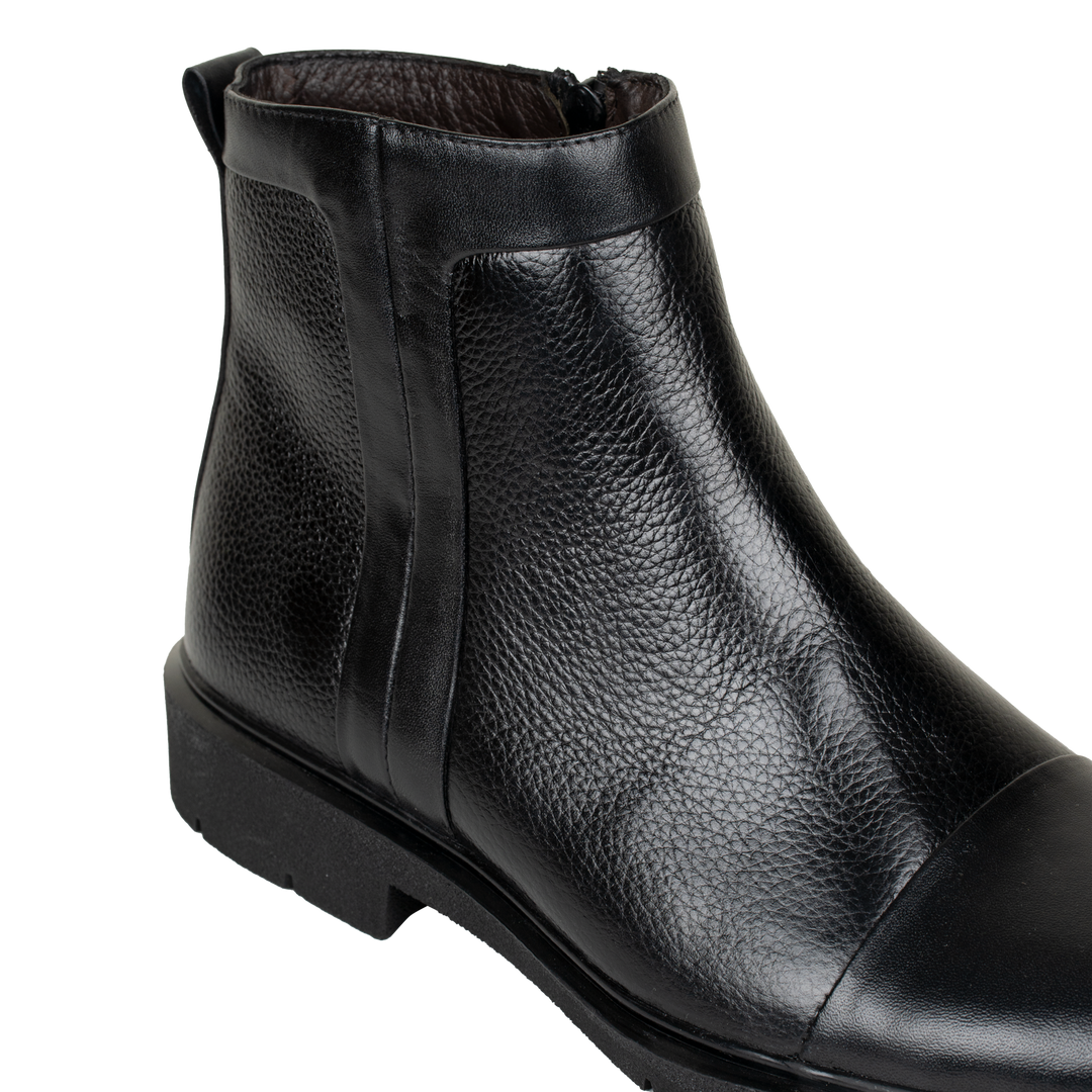 Castel: Demi Bottes Homme - Cuir Noir