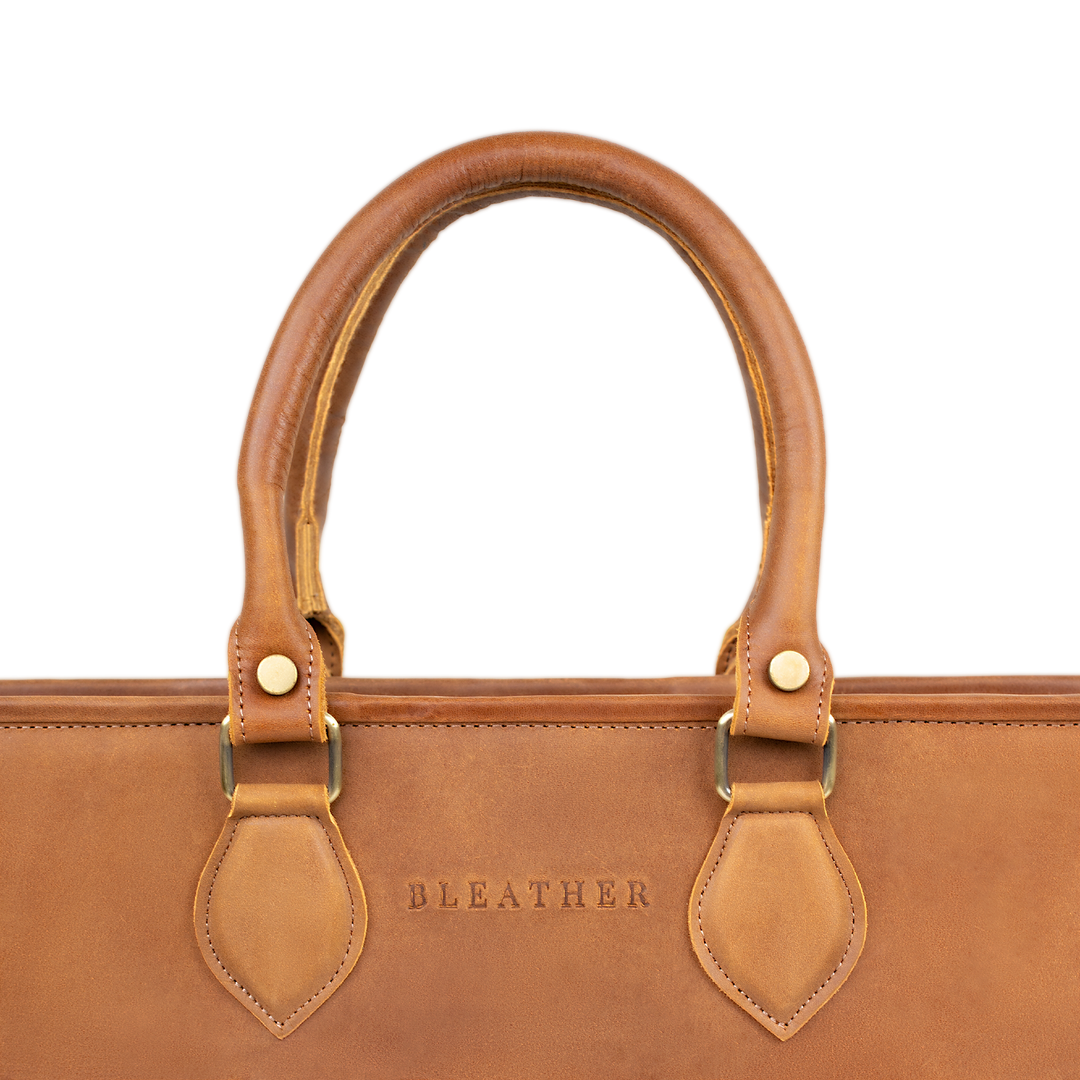 Fezedge: Cartable Ordinateur - Cuir Cognac