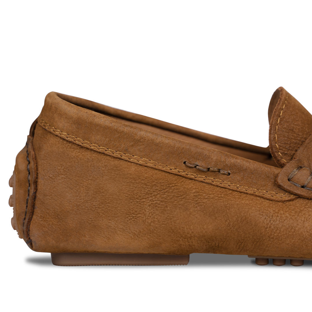 Gary: Mocassin Homme - Daim Cognac