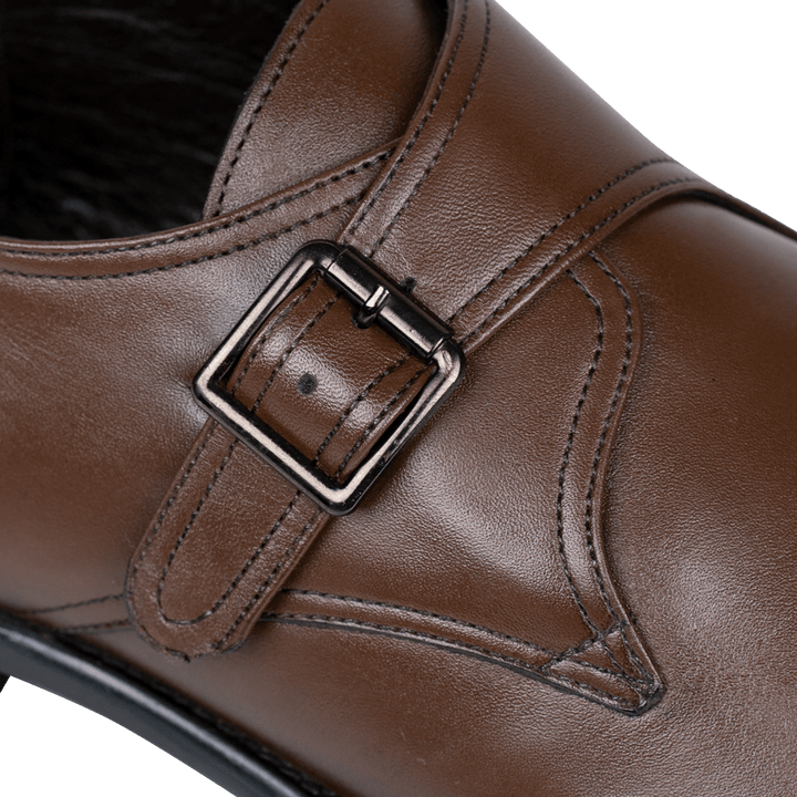 Abram: Chaussures à boucles - Cuir Marron - Bleather Maroc