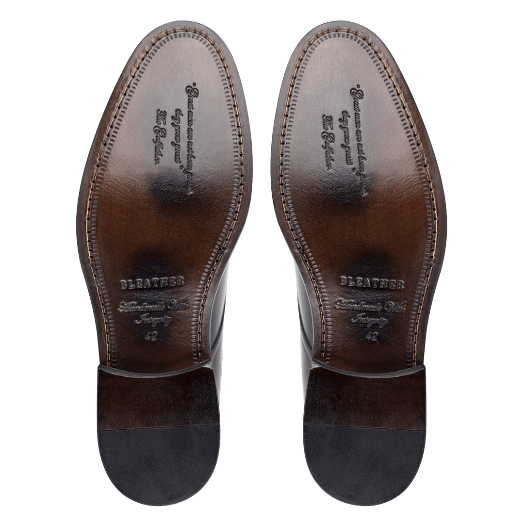 Abram: Chaussures à boucles - Cuir Marron - Bleather Maroc