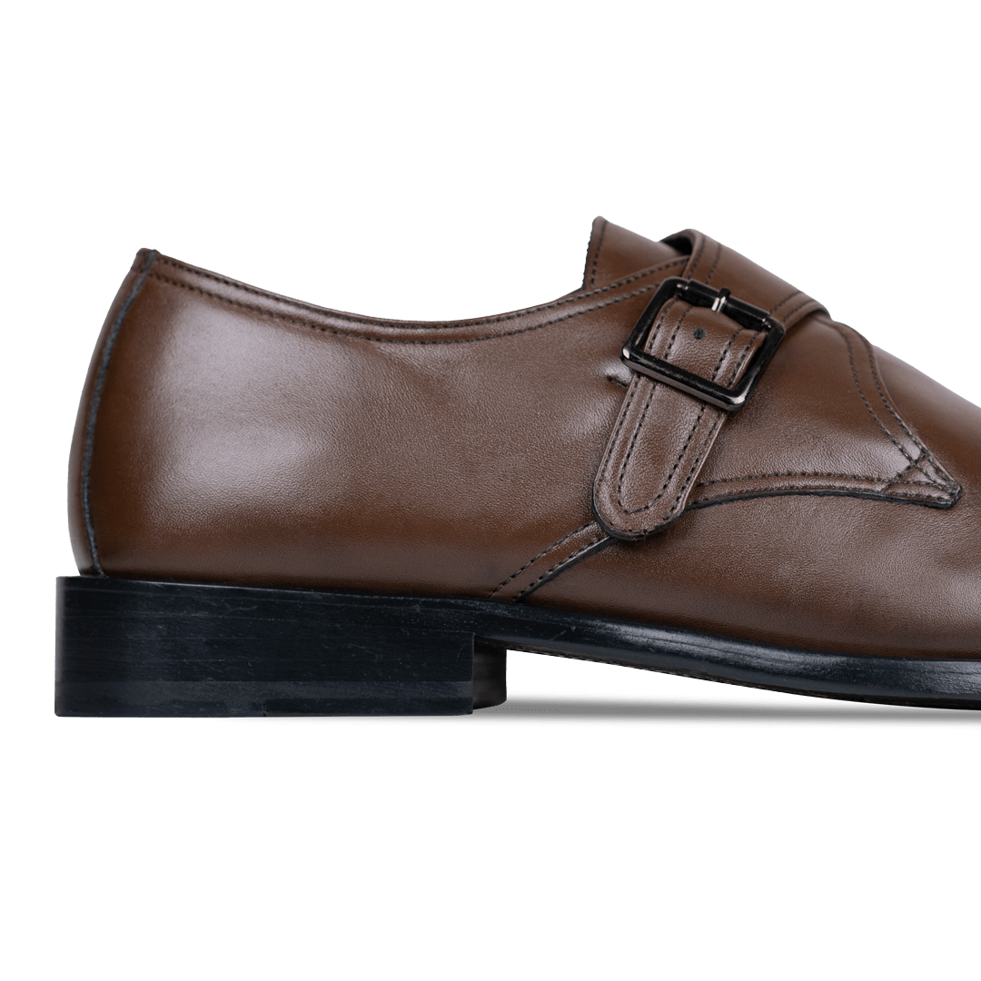 Abram: Chaussures à boucles - Cuir Marron - Bleather Maroc