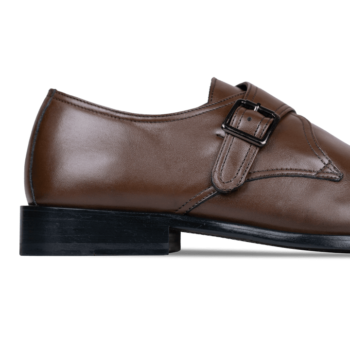 Abram: Chaussures à boucles - Cuir Marron - Bleather Maroc