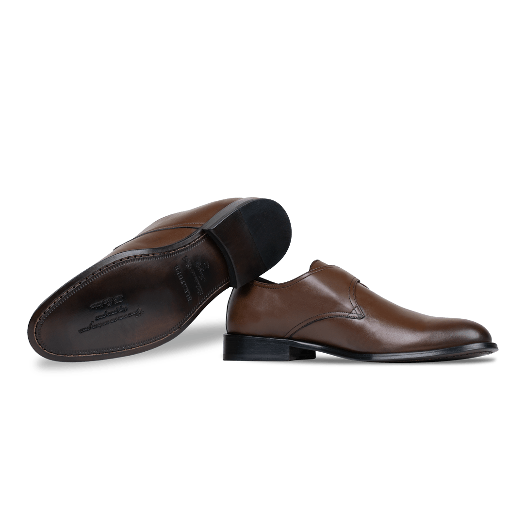 Abram: Chaussures à boucles - Cuir Marron - Bleather Maroc