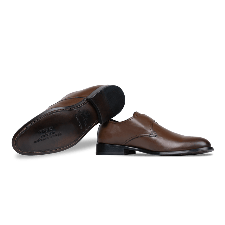 Abram: Chaussures à boucles - Cuir Marron - Bleather Maroc