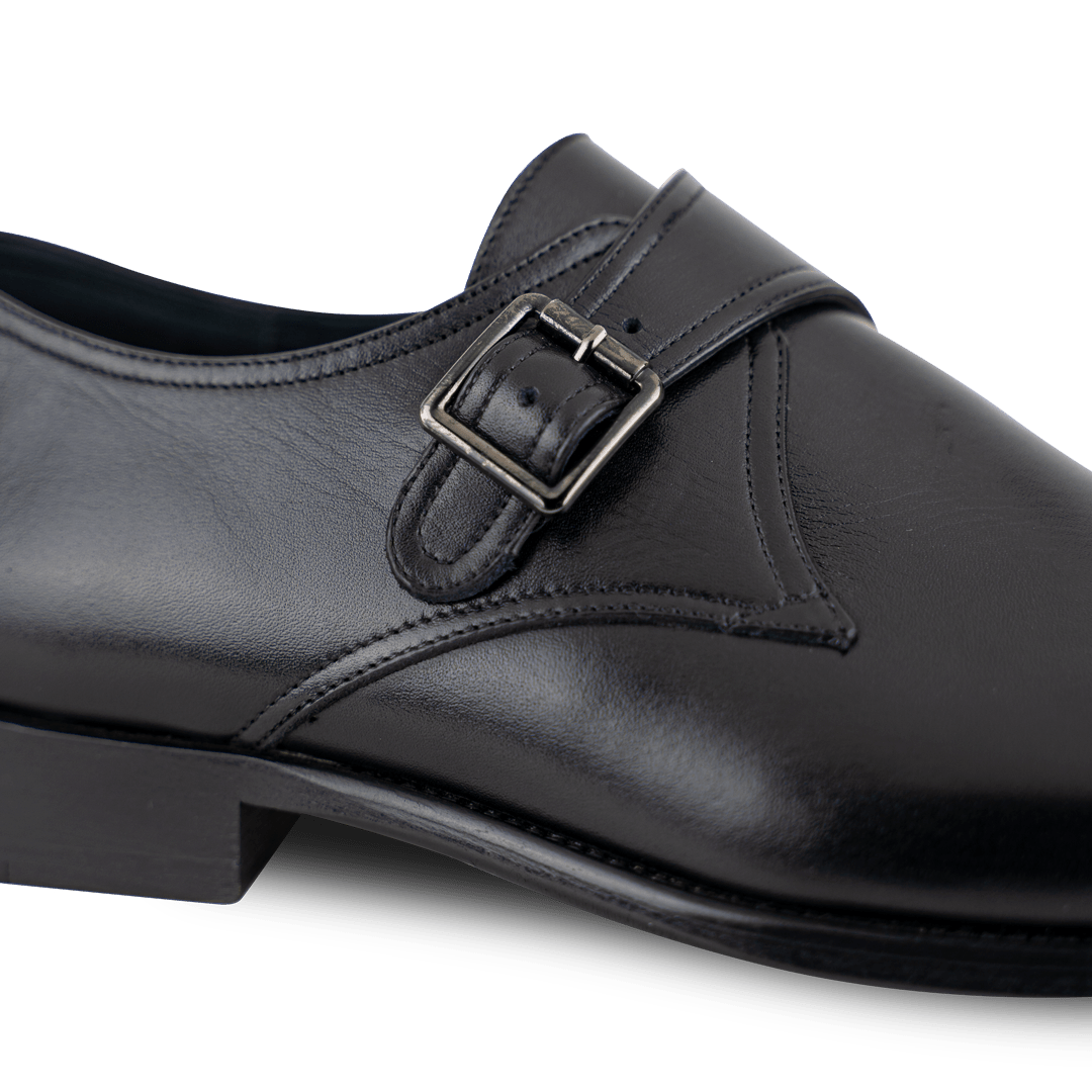 Abram: Chaussures à boucles - Cuir Noir - Bleather Maroc