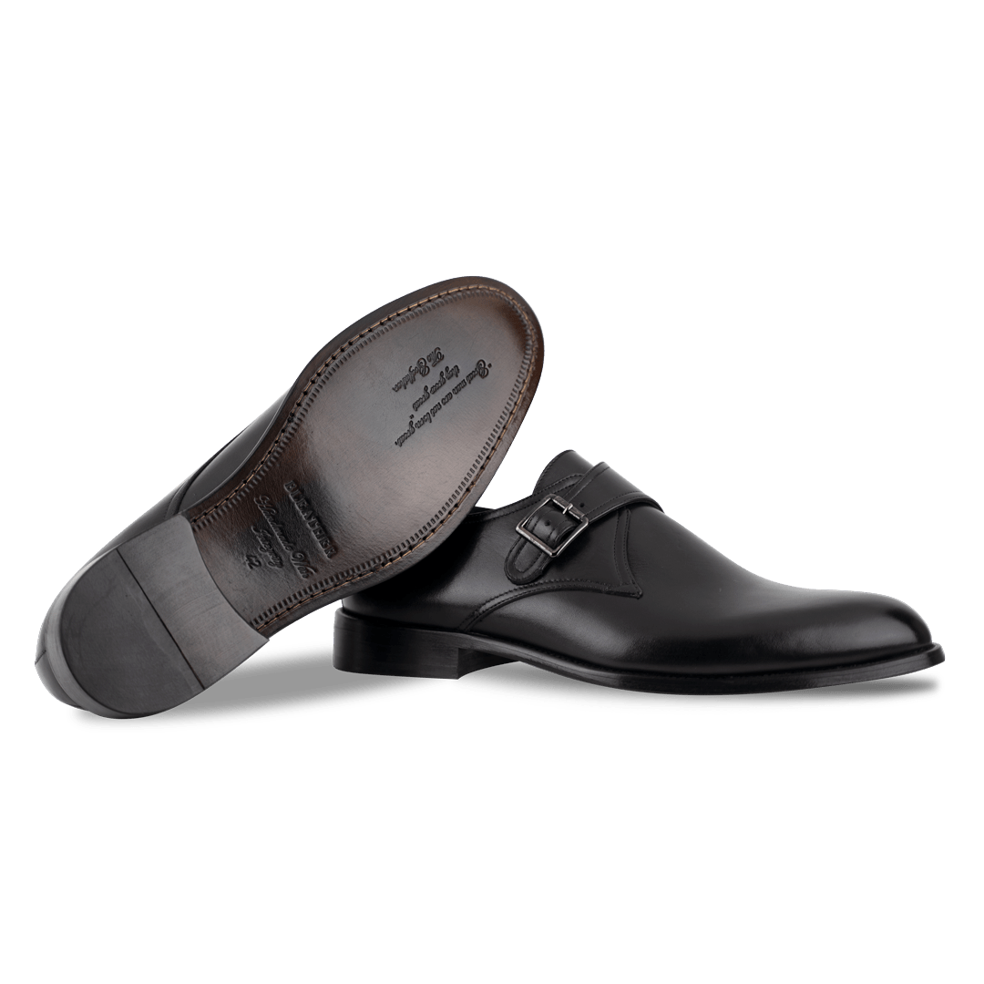 Abram: Chaussures à boucles - Cuir Noir - Bleather Maroc