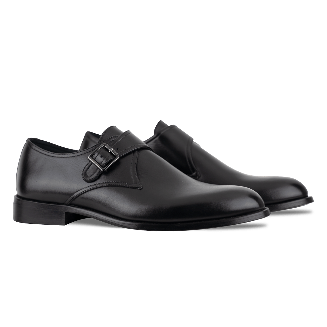 Abram: Chaussures à boucles - Cuir Noir - Bleather Maroc