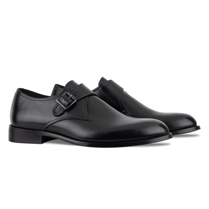 Abram: Chaussures à boucles - Cuir Noir - Bleather Maroc