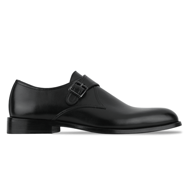 Abram: Chaussures à boucles - Cuir Noir - Bleather Maroc