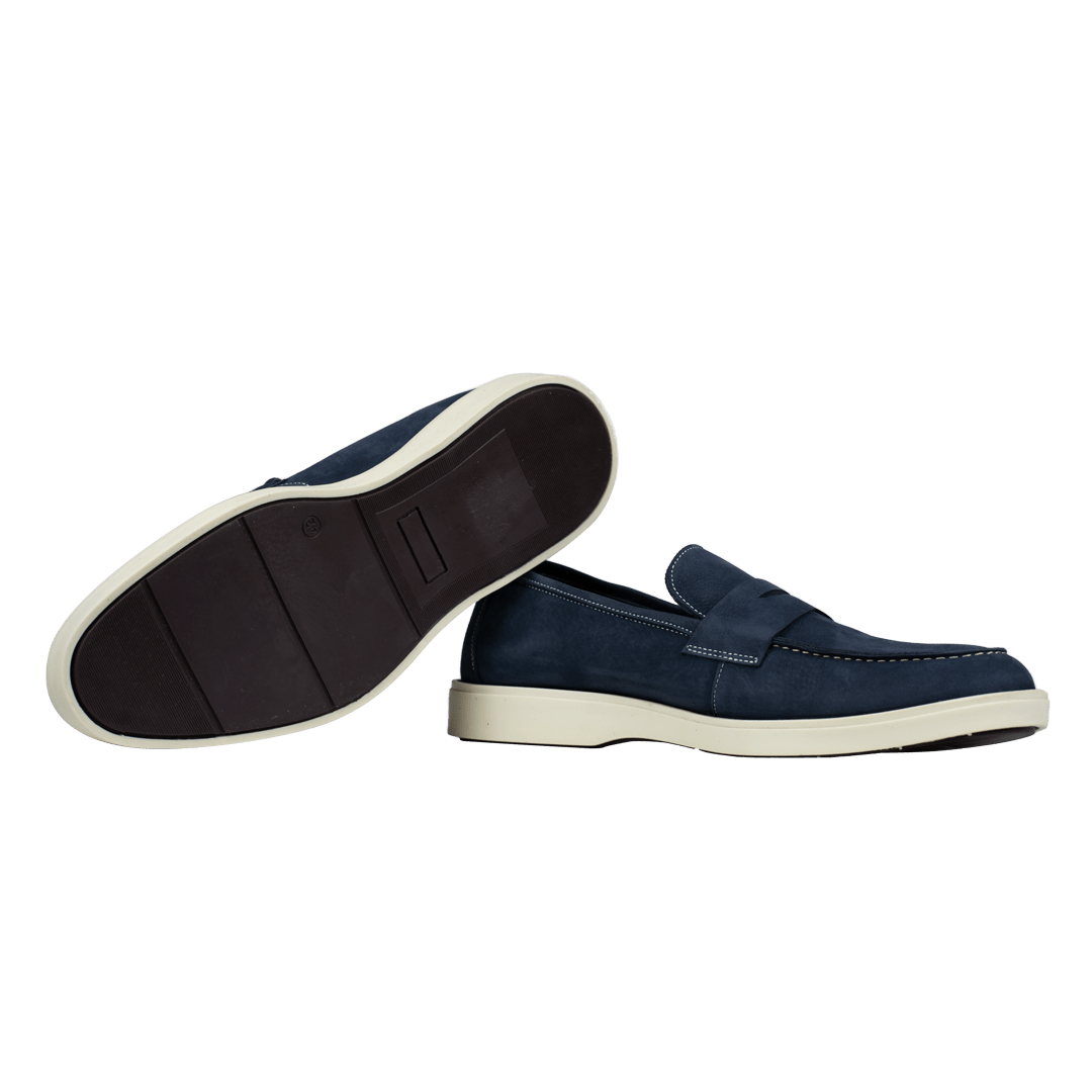 Alan: Mocassin Homme - Gomme Bleu - Bleather Maroc