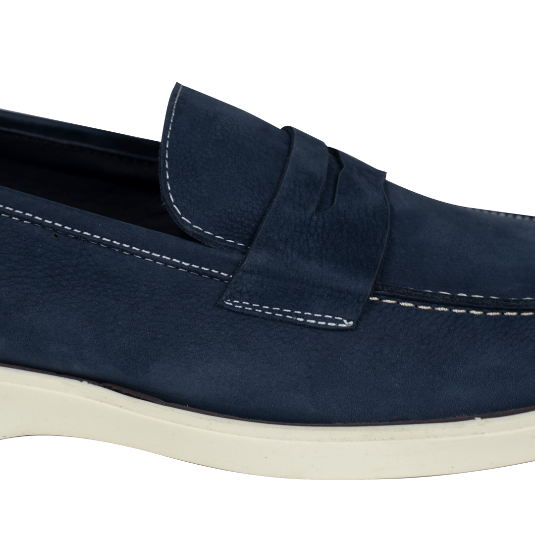 Alan: Mocassin Homme - Gomme Bleu - Bleather Maroc