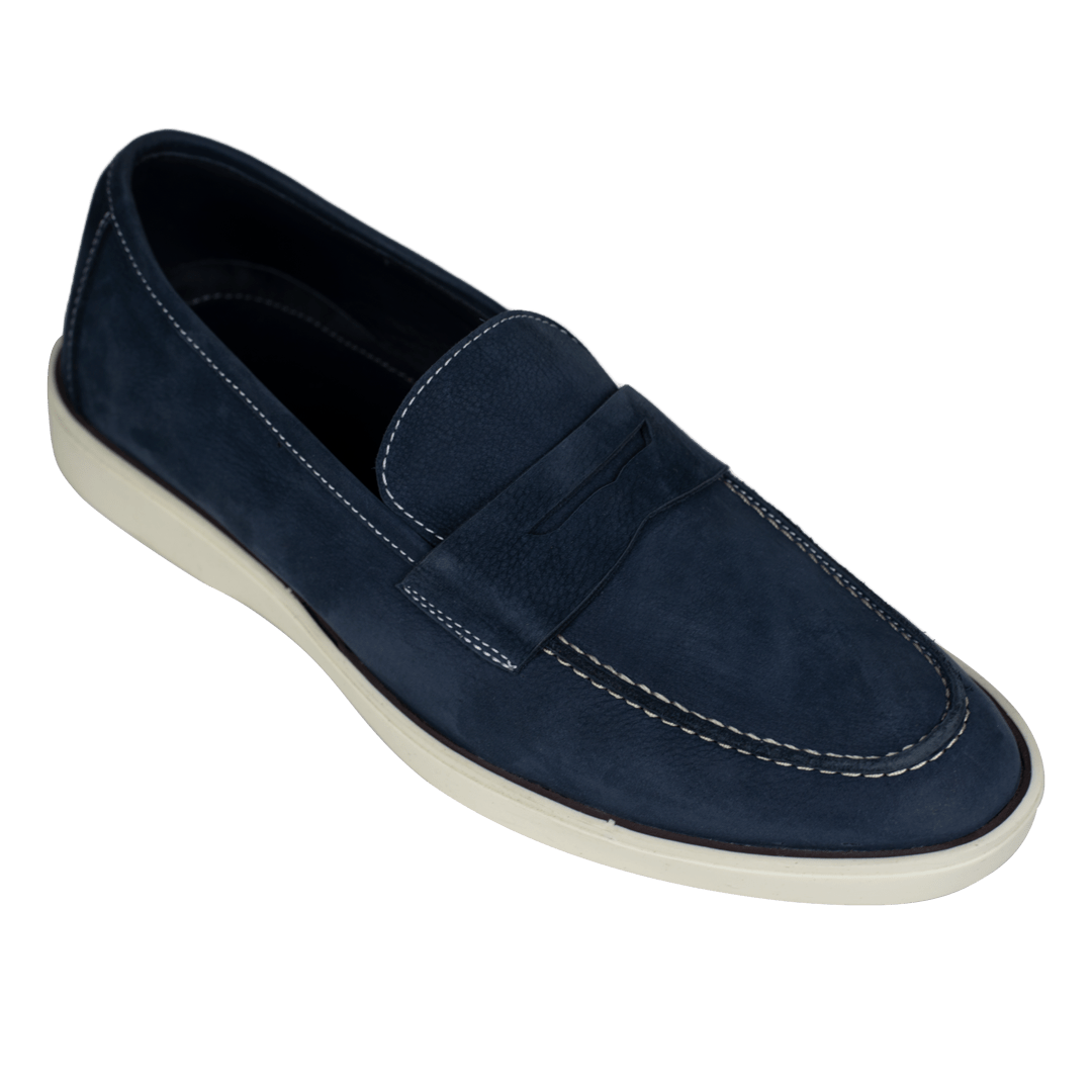 Alan: Mocassin Homme - Gomme Bleu - Bleather Maroc