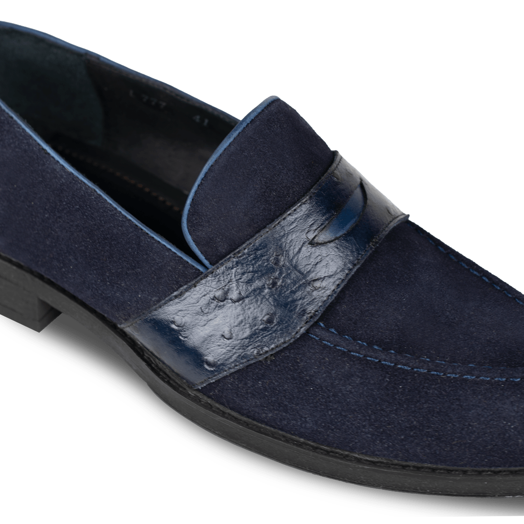 Anderton: Mocassin Homme - Cuir Bleu - Bleather Maroc