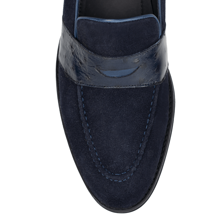 Anderton: Mocassin Homme - Cuir Bleu - Bleather Maroc