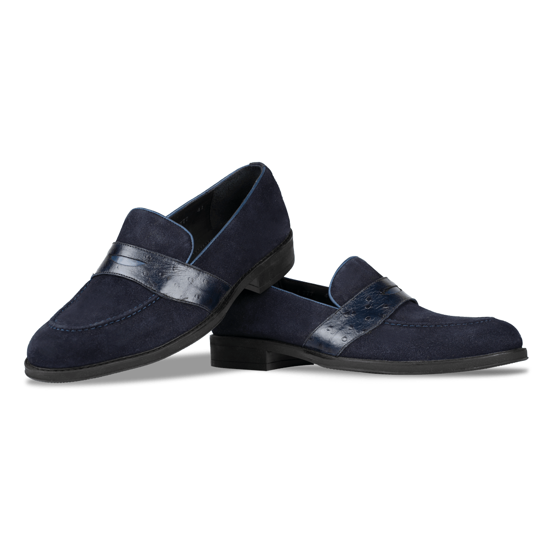 Anderton: Mocassin Homme - Cuir Bleu - Bleather Maroc