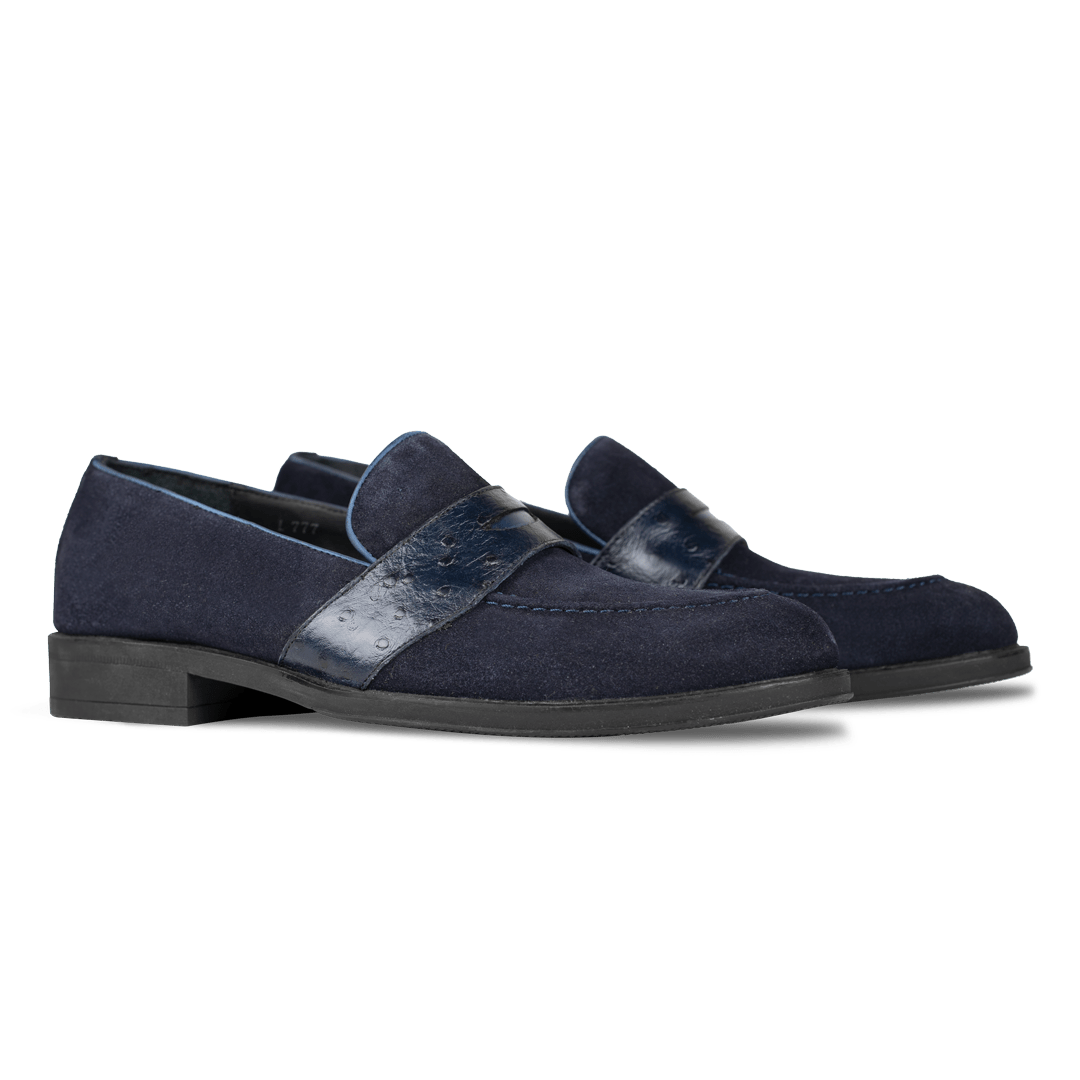 Anderton: Mocassin Homme - Cuir Bleu - Bleather Maroc