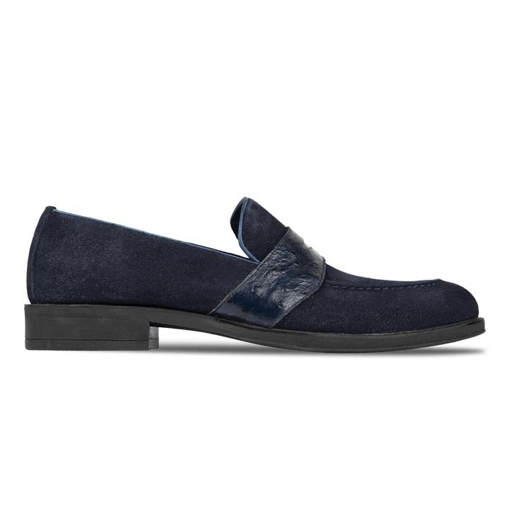 Anderton: Mocassin Homme - Cuir Bleu - Bleather Maroc