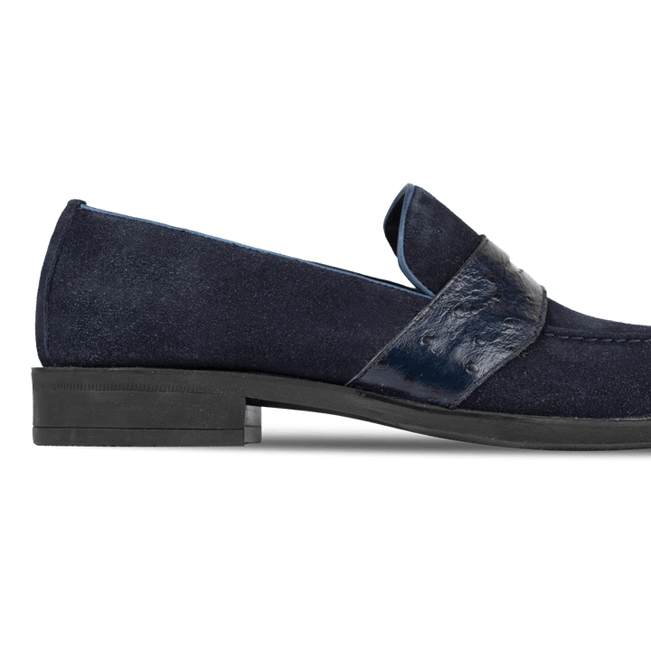 Anderton: Mocassin Homme - Cuir Bleu - Bleather Maroc