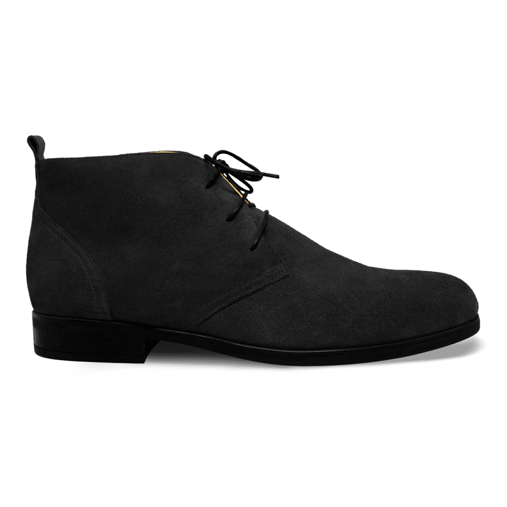 Ashley: Demi Bottes Homme - Daim Noir - Bleather Maroc