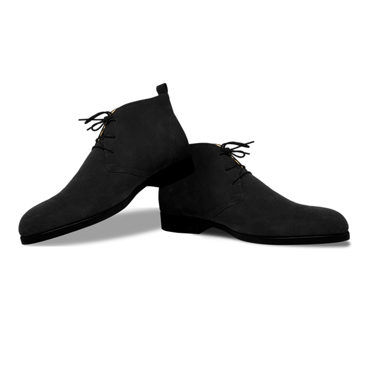 Ashley: Demi Bottes Homme - Daim Noir - Bleather Maroc