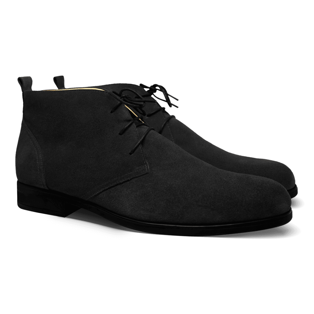 Ashley: Demi Bottes Homme - Daim Noir - Bleather Maroc