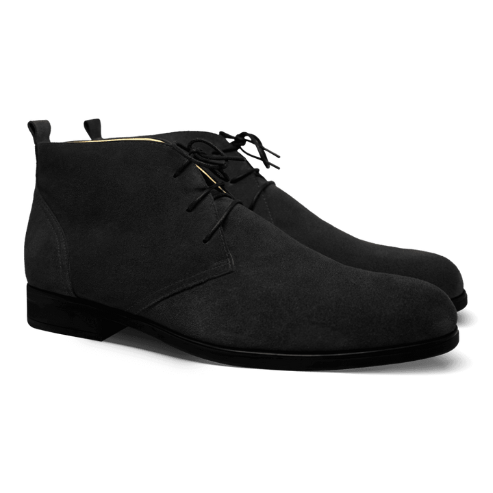 Ashley: Demi Bottes Homme - Daim Noir - Bleather Maroc