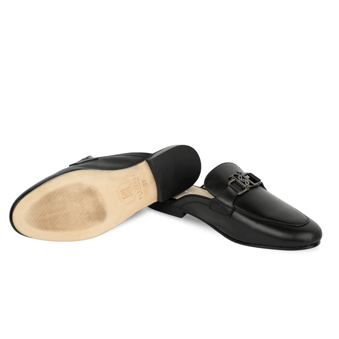 Aurora: Mules Femmes - Cuir Noir - Bleather Maroc