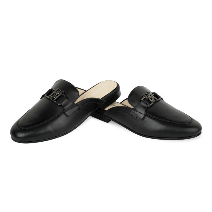 Aurora: Mules Femmes - Cuir Noir - Bleather Maroc