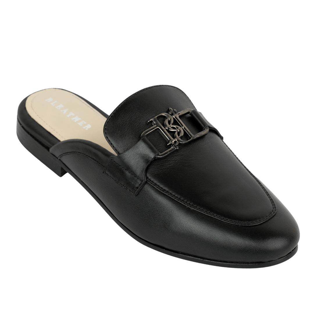 Aurora: Mules Femmes - Cuir Noir - Bleather Maroc