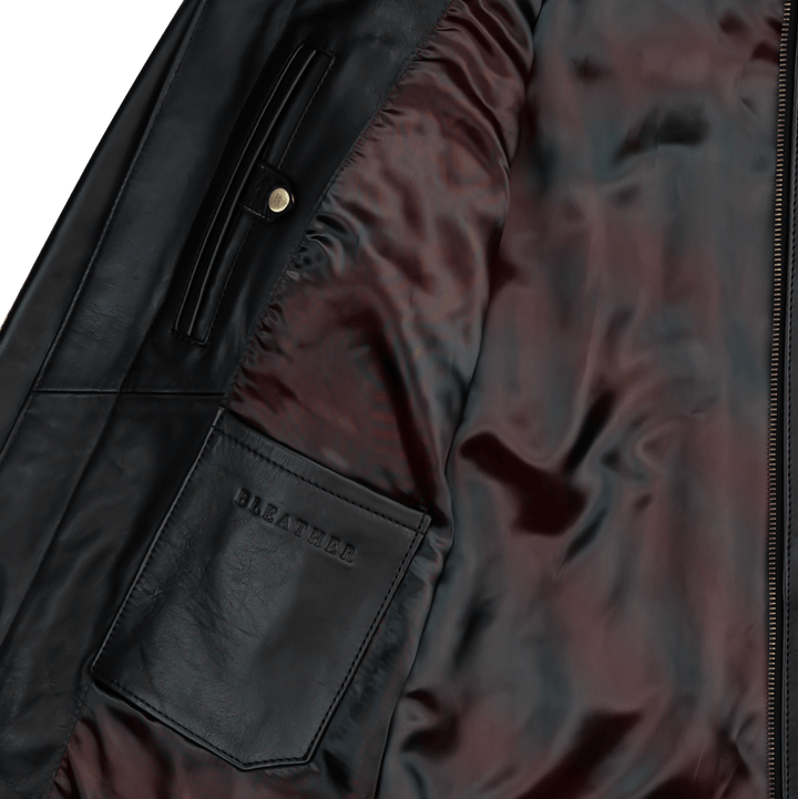 Bomber: Jacket Hommes - Cuir Noir - Bleather Maroc