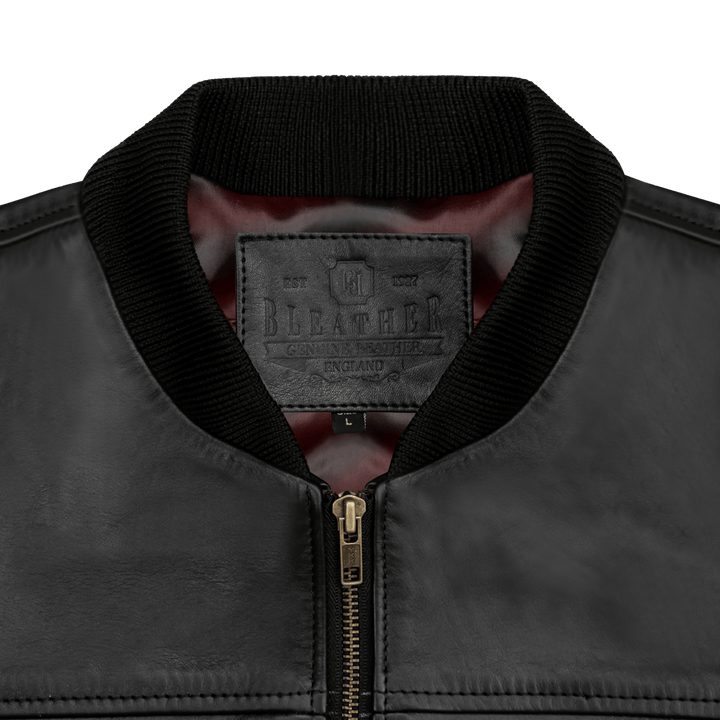 Bomber: Jacket Hommes - Cuir Noir - Bleather Maroc