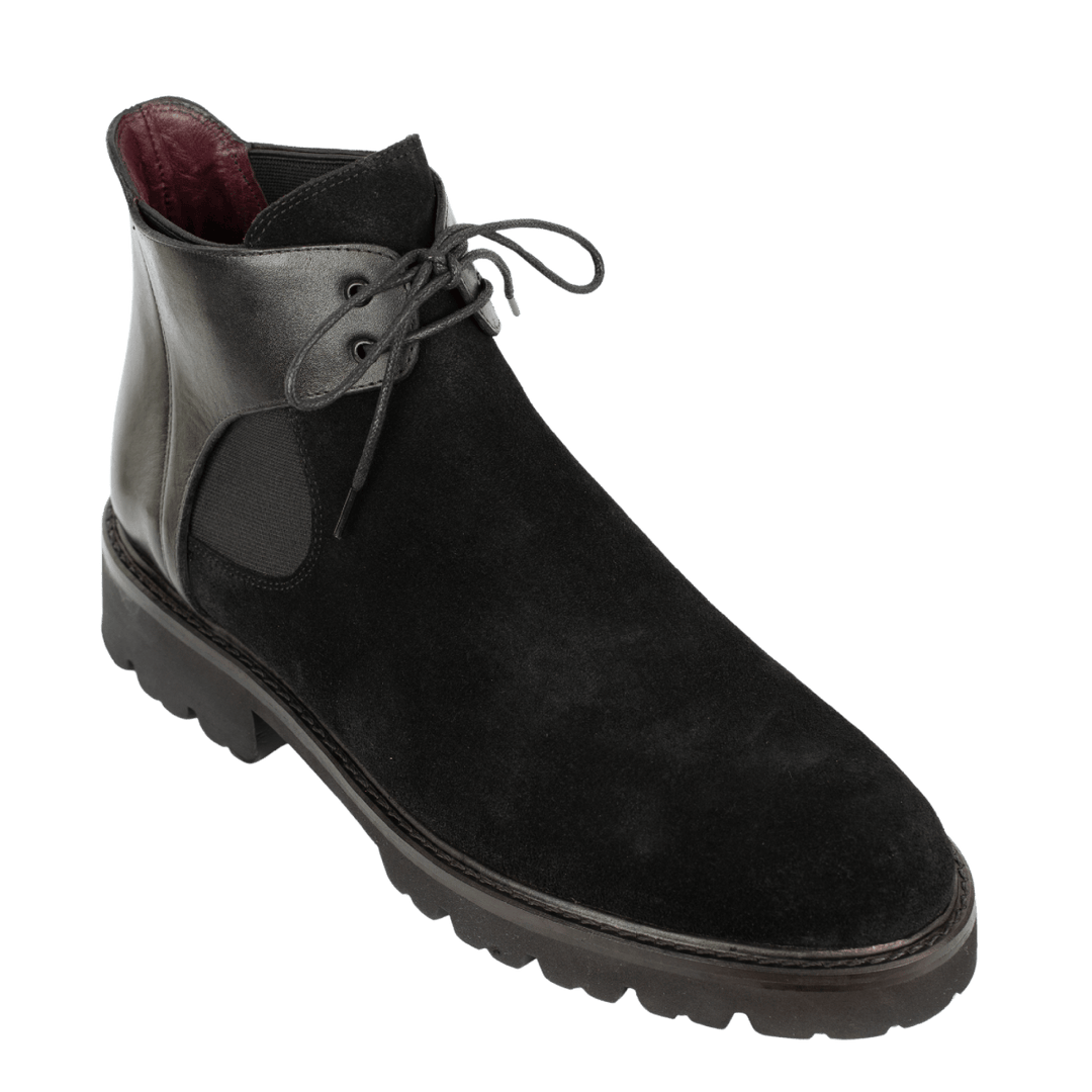 Brayen: Chelsea Boots Homme - Daim Noir - Bleather Maroc