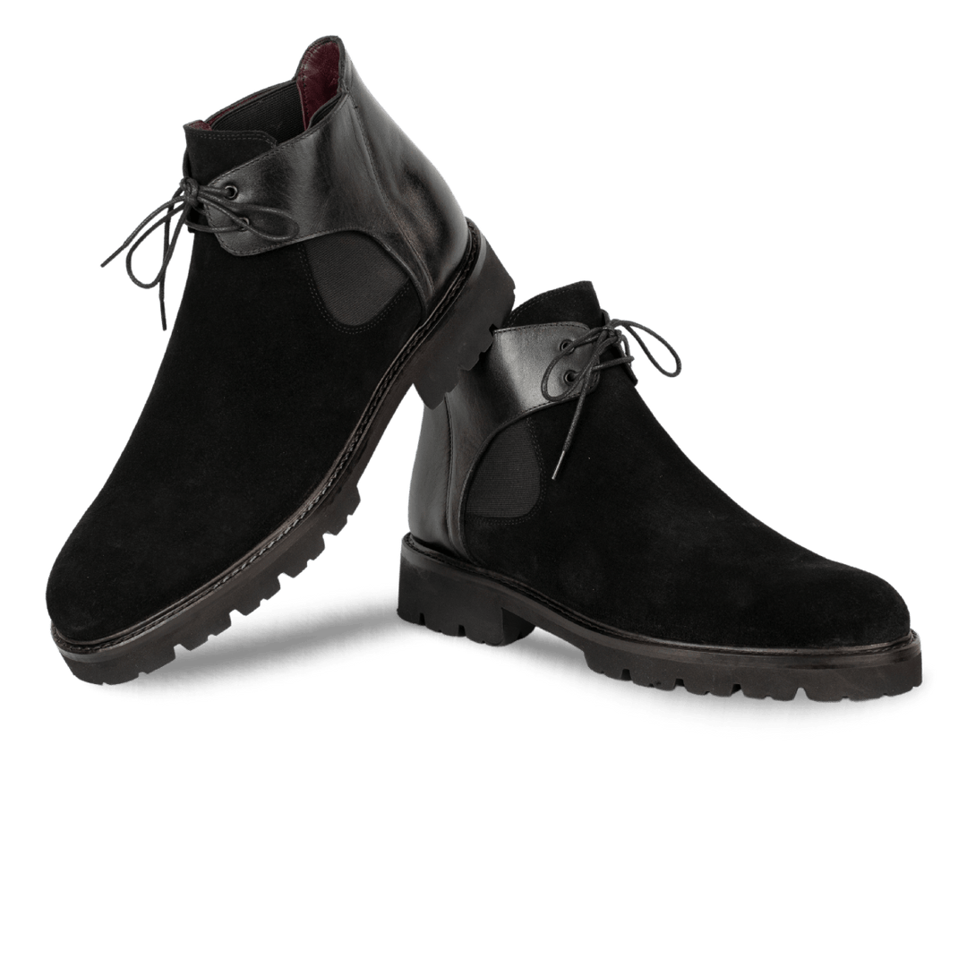 Brayen: Chelsea Boots Homme - Daim Noir - Bleather Maroc